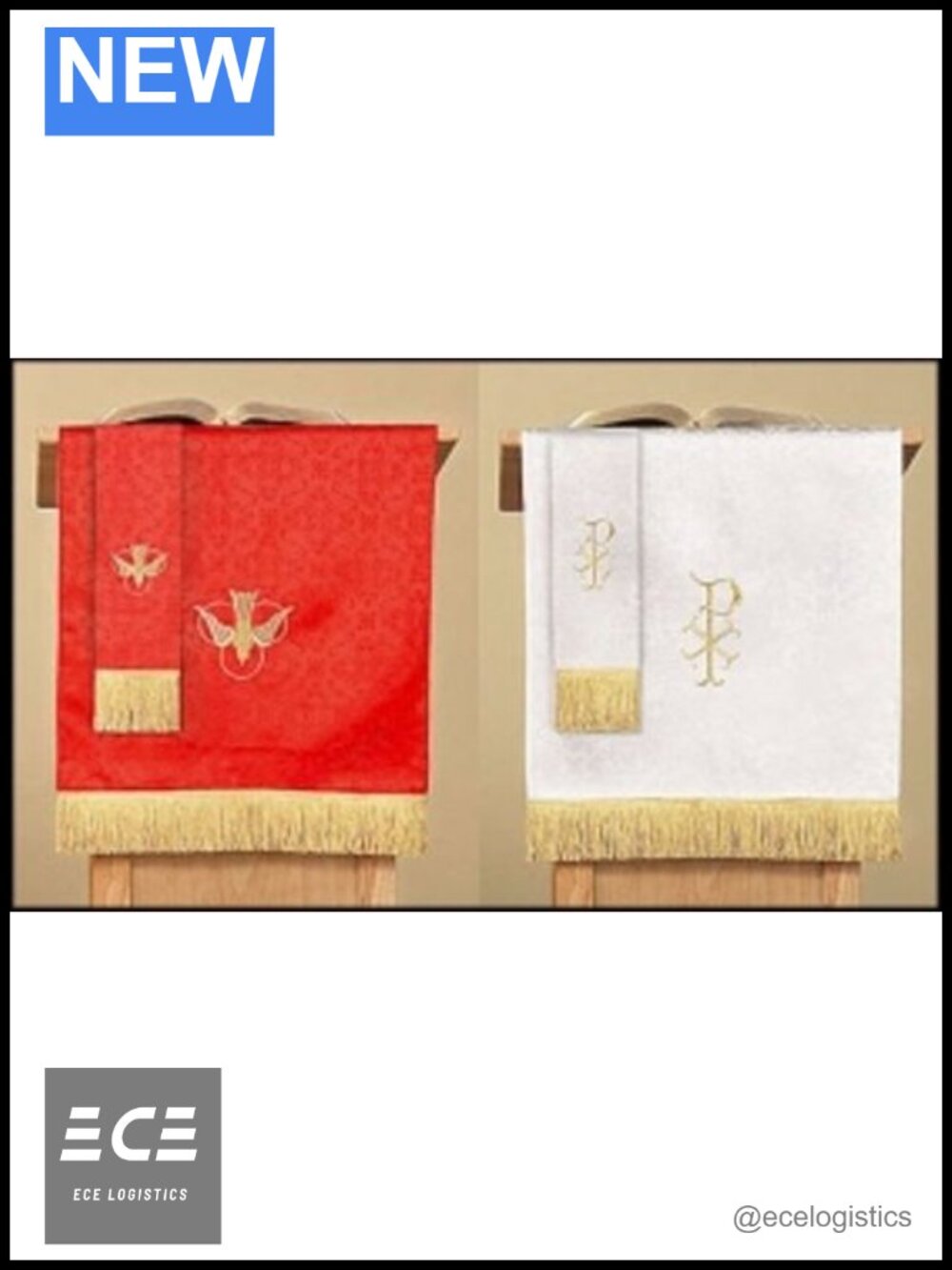 Reversible Jacquard Polyester Scarf with Dove and Gold Fringe, 18x36 inches